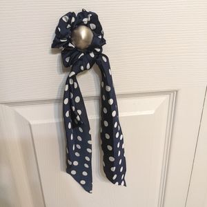 Navy polkadot scrunchie scarf